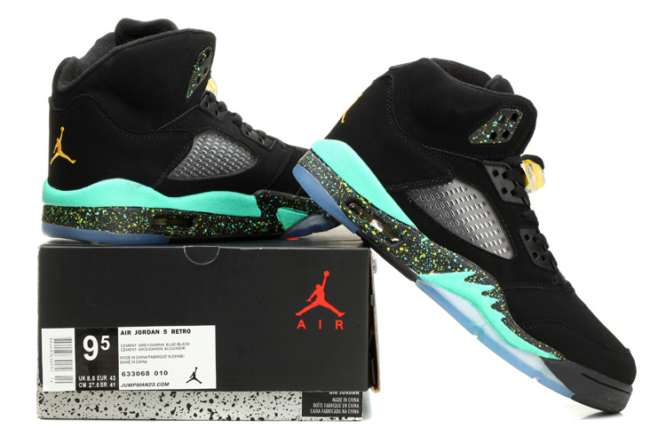 New Air Jordan Retro 5 Black Blue Shoes - Click Image to Close